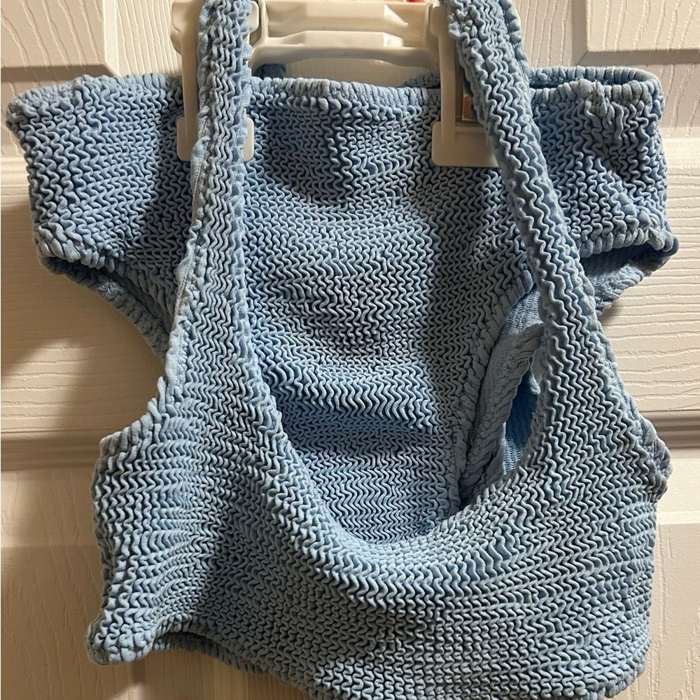 Elysiian Baby Blue Textured Women's Swimwear